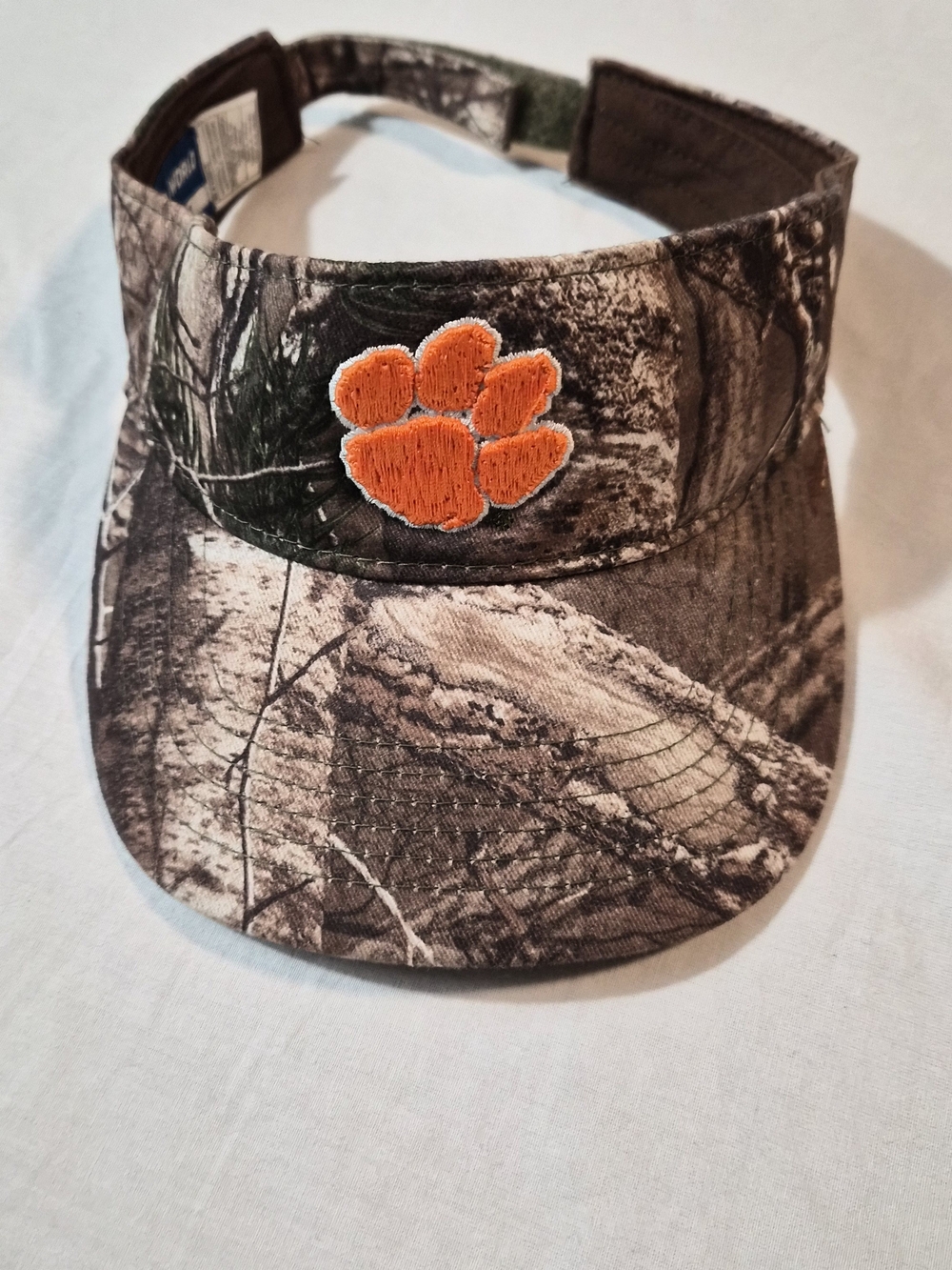 Clemson Tigers Realtree Camo Visor Orange Paw Logo Adjustable